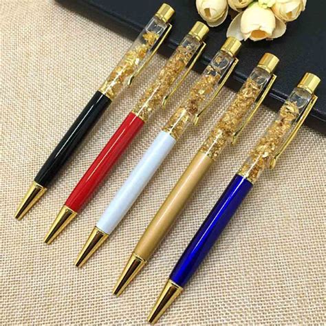 1pcs Gold Foil T Pens Metal Crystal Pen Ballpoint Pens With Gold