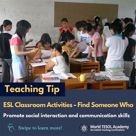 👩‍🏫 Teaching Tip Esl Classroom Activities Find Someone Who World