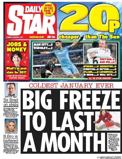 Daily Star Uk Front Page For 3 January 2017 Paperboy Online Newspapers