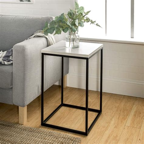 Lafgur Modern Marble Texture Square Wood Side Table Coffee End Table