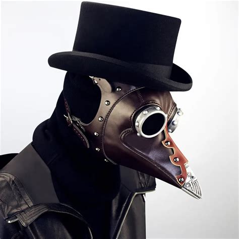 Steampunk Plague Bird Mask Doctor Mask Brown Pu Leather Bird Beak Mask