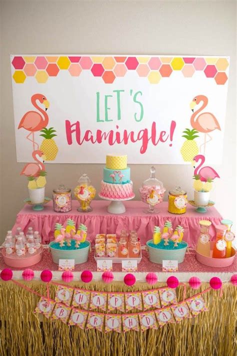 Dessert Table From A Flamingo Flamingle Pineapple Party Via Karas