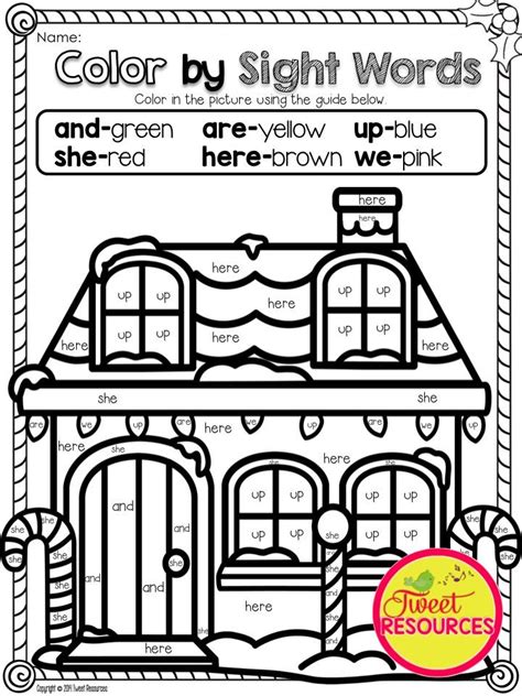 Color By Sight Words Christmas Math And Literacy No Prep Printables