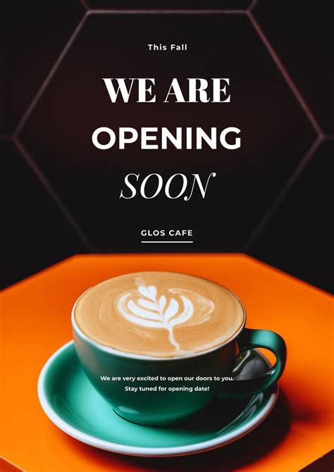 Cafe Opening Announcement With Coffee Online Poster A2 Template