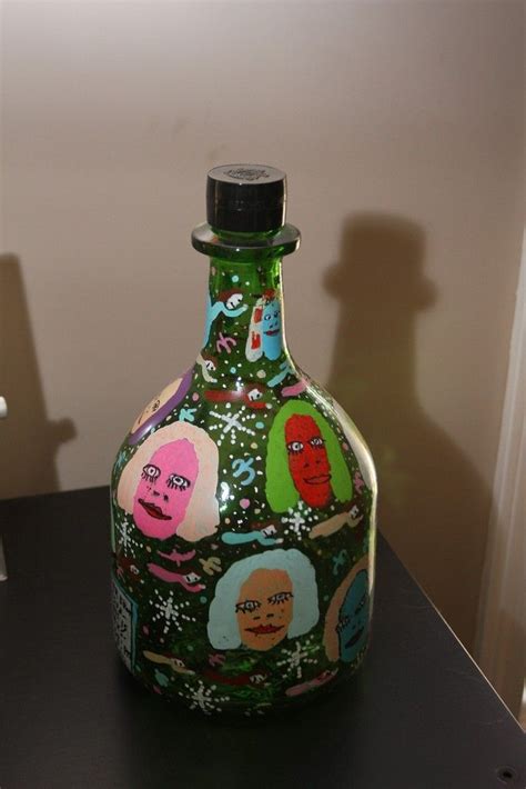 Howard Finster Painting Wine Bottle Contemporary Folk Art Howard