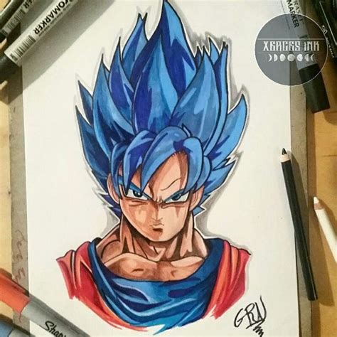 Goku Ssj God Drawing Done With Sharpie And Prismacolor Pencils