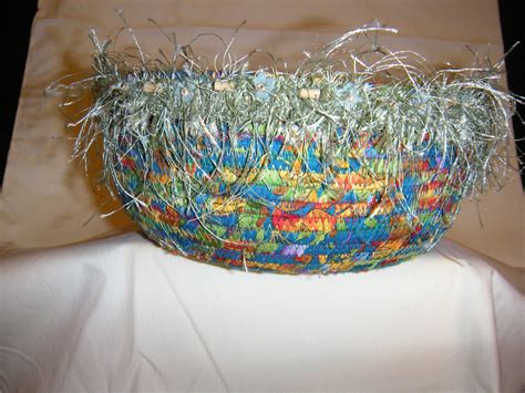 Fabric Covered Clothesline Bowl Coiled Fabric Basket Fabric Baskets