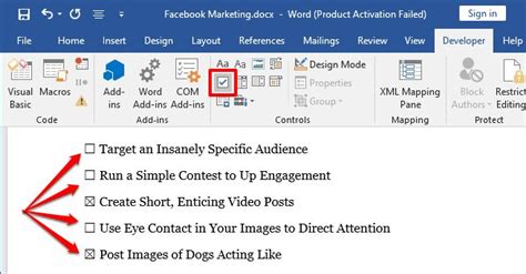 How To Insert A Checkbox In Word Make A Checklist In Word Add A