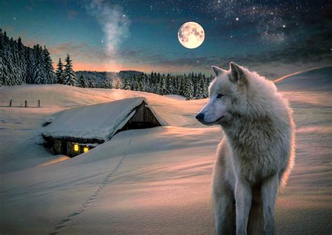 Winter Snow Landscape Nature Wolf Wolves Wallpaper 4224x3000 837500