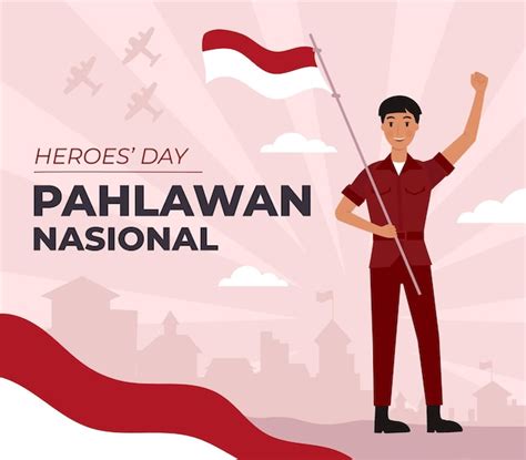 Premium Vector Flat Design Pahlawan Heroes Day Background With Man