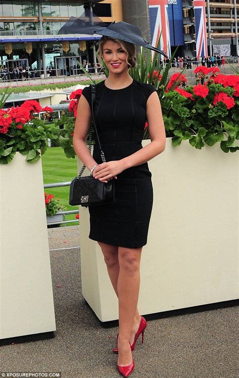 amy willerton wows in black dress and unusual patchwork hat at ascot black dress chic black