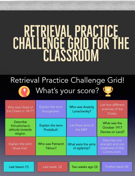 The Retrieval Practice Challenge Grid I Created Has Been Used At The