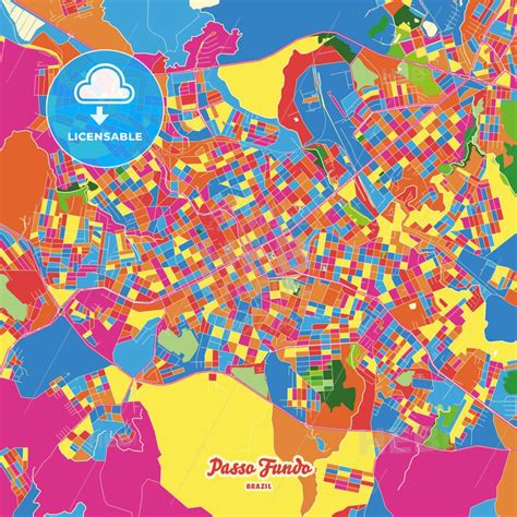 Passo Fundo Brazil Crazy Colorful Map Print Template In 2022 Colorful Map Poster Template