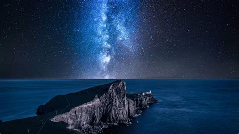 Milky Way Over Neist Point Lighthouse Isle Of Skye Scotland Bing