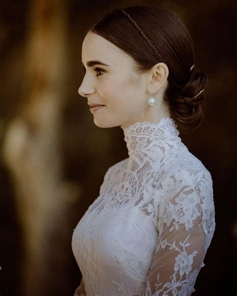 莉莉柯林斯再晒婚纱照 穿白纱宛如公主 新浪图片