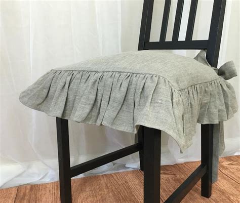 Don't reupholster your dinning room chairs with fabric and staples just use these inexpensive slipcovers for your dining room chairs. Dark Linen Chair Seat Cover with Self Ruffle and Ballerina ...