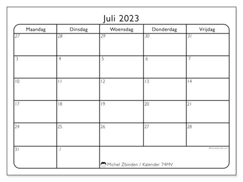 Kalender Juli 2023 Om Af Te Drukken “772zz” Michel Zbinden Nl