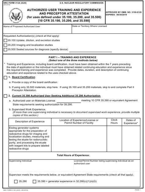 Nrc Form 313a Aud Download Fillable Pdf Or Fill Online Authorized
