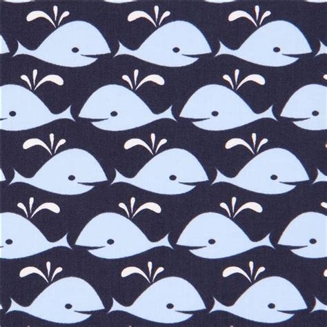 Navy Blue Cute Light Blue Whale Fabric By Dear Stella Usa Modes4u