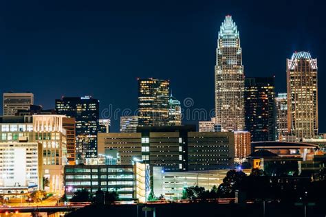 View Of The Skyline Of Uptown At Night In Charlotte North Carolina