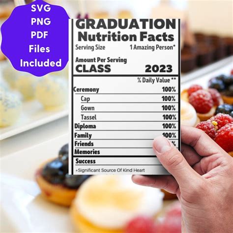 Graduate Nutrition Facts Svg Class 2023 Svg Graduation Party