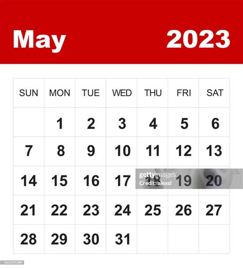 May 2023 Calendar High Res Vector Graphic Getty Images