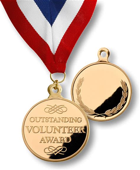 Outstanding Volunteer Medal With Neck Ribbon Medallion On Ribbon