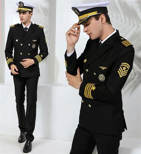 Navy Captain Officer Ship Sailor Costume Mens Blazer Suit Military