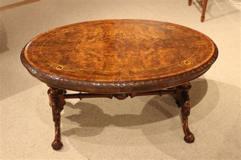 A Beautiful Victorian Period Burr Walnut And Boxwood Inlaid Antique Coffee Table Antique Coffee