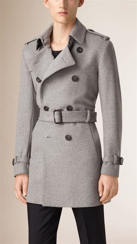 Lyst Burberry Mid Length Wool Cashmere Trench Coat In Gray For Men