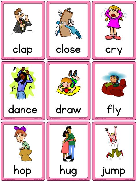 Action Words Pictures Printable