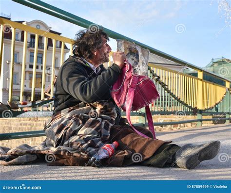 Uzhgorodukraine March 04 2017 Poor Man Begging For Alms In