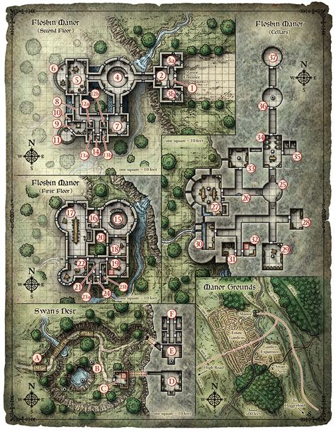 Floshin Manora Tactical Map Of Floshin Manor Created For The D D Adventure Scourge Of The