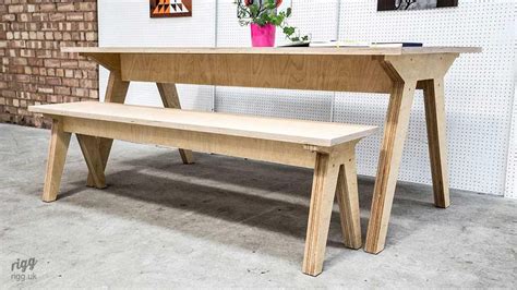 Synk Plywood Dining Table And Bench In 2021 Dining Table With Bench