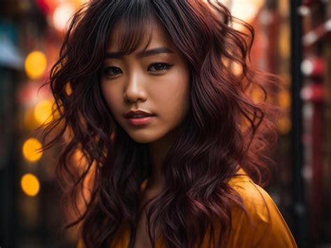 Premium Ai Image Asian Girl Hair Product Model Exudes Beauty Style And Confidence
