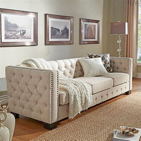 You'll love our affordable sectional sofas and couches from around the world. Verona Home Cambria Button Tufted Sofa in Beige | Bed Bath ...