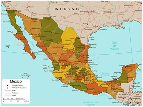 De Kaart Van Mexico Met Verkiesbare Gebieden Vector Vector Illustratie