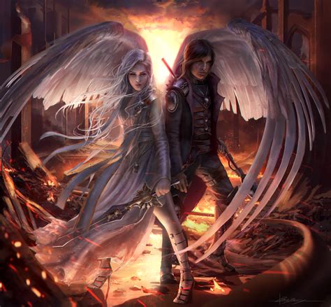 Darius And Zayel By Ben Savory Beautiful Dark Art Fantasy Art Angels Angel Art