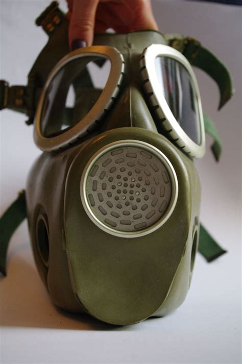 Ussr Soviet Russian Gas Mask Green Rubber Unused Ussr Etsy Russian