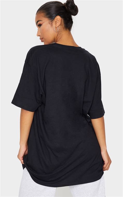 Basic T Shirt Surdimensionné Noir Tops Prettylittlething Fr