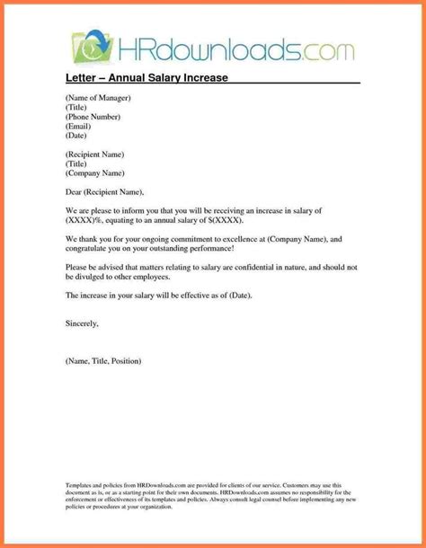 Salary Increment Letter Formatemployer Copy Template With Request For