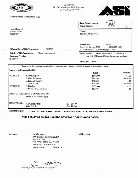 Insurance Declaration Page Pdf – Financial Report