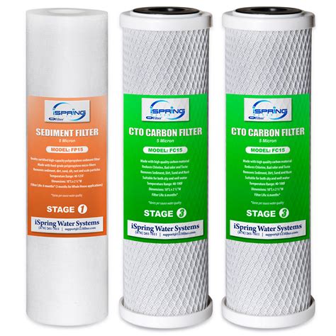 Ispring F3cto 10 Inch Standard Replacement Filter Set Cartridges For