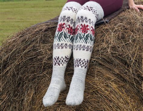 Wool Knee Stockings Pure Sheep Wool Socks Winter Wool Etsy Wool Stockings Thick Wool Socks
