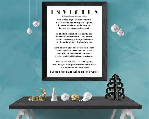 Best Poems Famous Poem Invictus Invictus Poem William Etsy