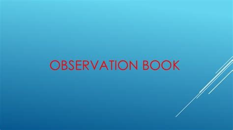 Observation Book By Pstti Montessori Teachers Training Student