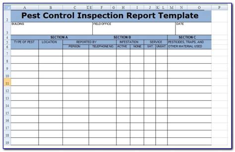 Pest Control Inspection Report Template 6 Templates Example