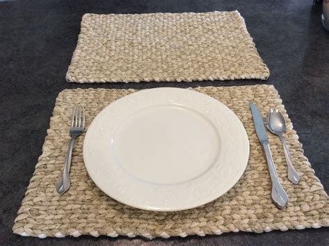 Beige Tan Cream 175 X 125 Twined Rag Placemats Set Of 2 Ready To