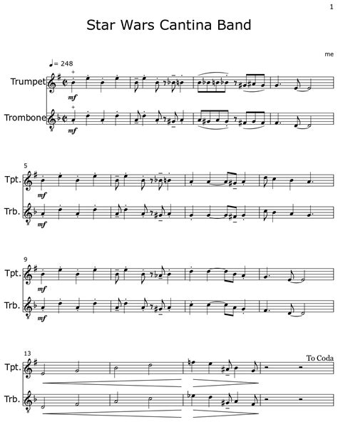 Star Wars Cantina Band Sheet Music For Trumpet Trombone