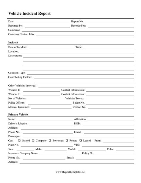 Vehicle Accident Report Form Template Free PRINTABLE TEMPLATES